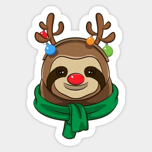 Cute The Red-Nosed Sloth Reindeer Sticker